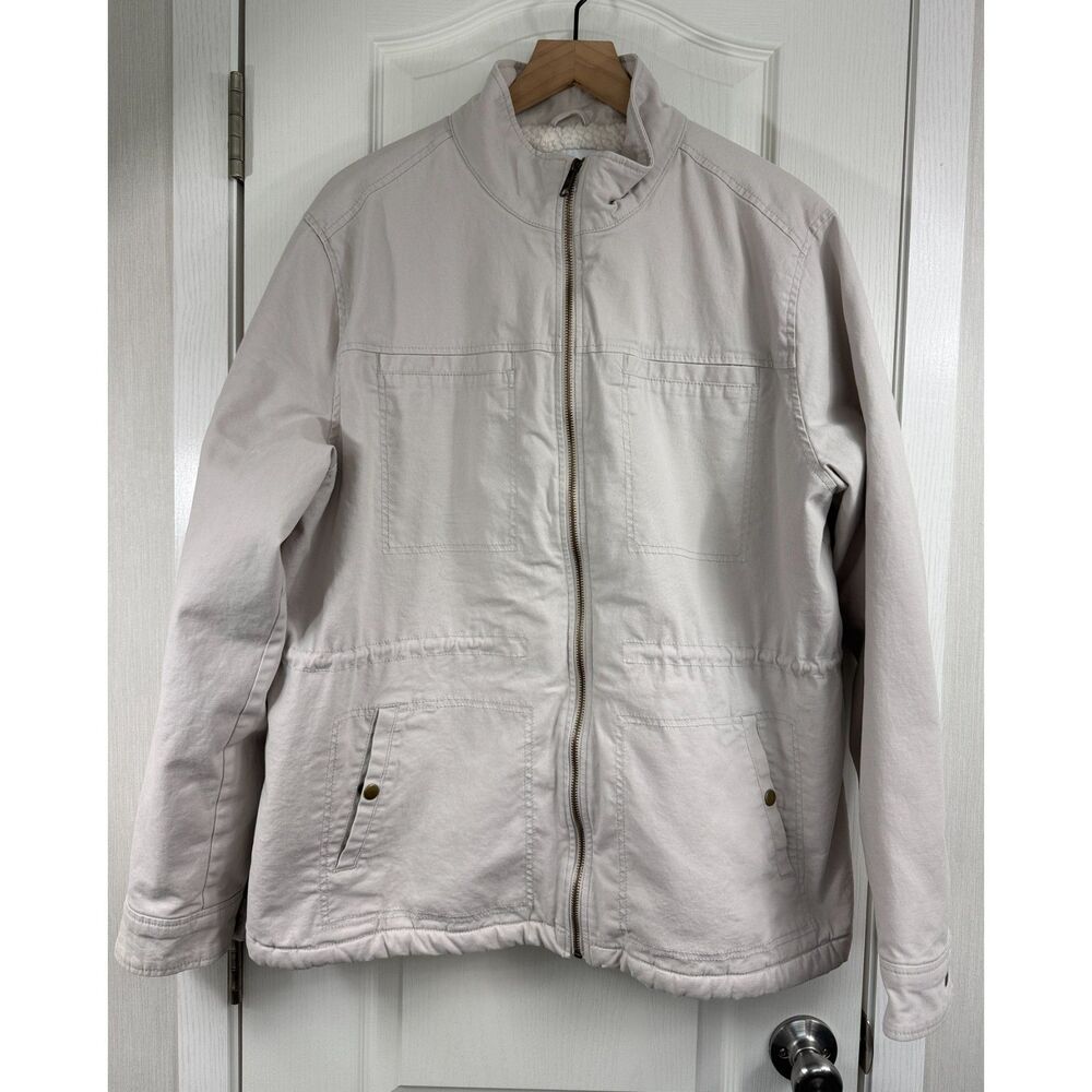 Old Navy XL Tall Sherpa Lined Utility Jacket Moon Door Beige Cotton Stretch